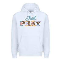 White Just Pray Premium Hoodie - JahusDesignShop
