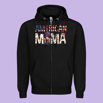 American Mama With Gnome Mothers Day Zipper Hoodie Designed By Howdyjamesfarm
