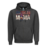 Charcoal Heather American mama with gnome mothers day Zipper Hoodie - HowdyJamesFarm