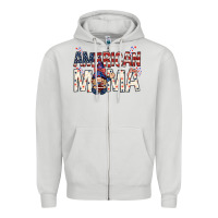 Dove Grey American mama with gnome mothers day Zipper Hoodie - HowdyJamesFarm