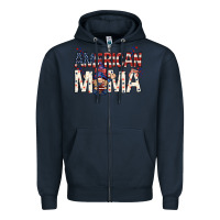 Navy American mama with gnome mothers day Zipper Hoodie - HowdyJamesFarm