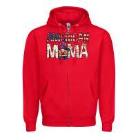 Red American mama with gnome mothers day Zipper Hoodie - HowdyJamesFarm