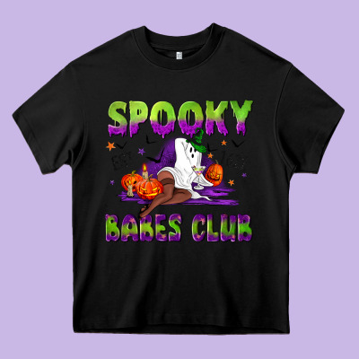 Spooky Babes Club Heavy Core Tee Designed By Nancycooperartshop