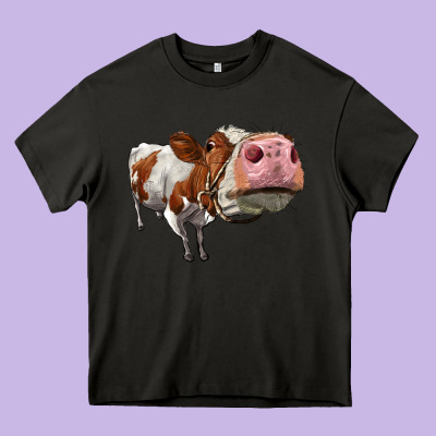 Cute Simmental Cow Heavy Core Tee Designed By Lillyallendesigns