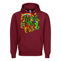 Burgundy St. Patrick's Day Feeling lucky Zipper Hoodie - CowGirlArtShop