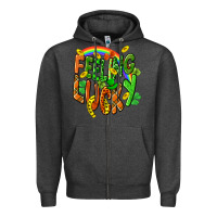 Charcoal Heather St. Patrick's Day Feeling lucky Zipper Hoodie - CowGirlArtShop