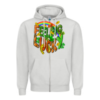 Dove Grey St. Patrick's Day Feeling lucky Zipper Hoodie - CowGirlArtShop