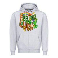 Heather Grey St. Patrick's Day Feeling lucky Zipper Hoodie - CowGirlArtShop