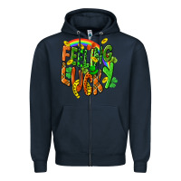 Navy St. Patrick's Day Feeling lucky Zipper Hoodie - CowGirlArtShop