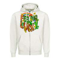 Oatmeal Heather St. Patrick's Day Feeling lucky Zipper Hoodie - CowGirlArtShop