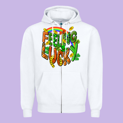 St. Patrick's Day Feeling Lucky Zipper Hoodie Designed By Cowgirlartshop
