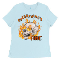 Baby Blue everything's fine Ladies Tee - MaliasSmallBusiness