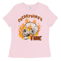Bubblegum Pink everything's fine Ladies Tee - MaliasSmallBusiness