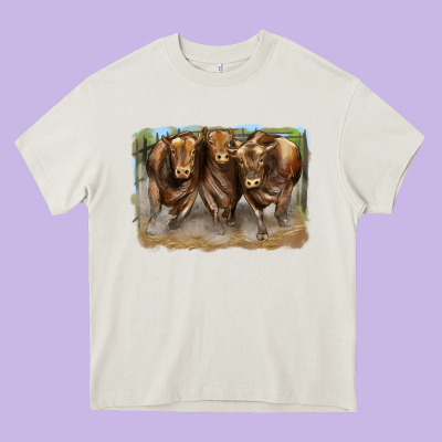 3 Red Angus Bulls Heavy Core Tee Designed By Lillyallendesigns
