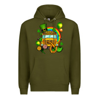 Army Green St. Patrick's school bus Premium Hoodie - OliviaCreatesArt