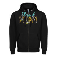 Black Blessed mom sunflower mother's day Zipper Hoodie - HowdyJamesFarm