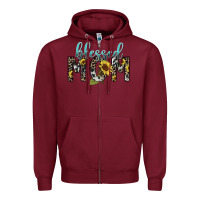 Burgundy Blessed mom sunflower mother's day Zipper Hoodie - HowdyJamesFarm