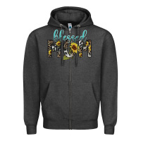 Charcoal Heather Blessed mom sunflower mother's day Zipper Hoodie - HowdyJamesFarm