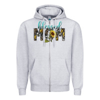 Heather Grey Blessed mom sunflower mother's day Zipper Hoodie - HowdyJamesFarm
