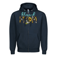 Navy Blessed mom sunflower mother's day Zipper Hoodie - HowdyJamesFarm