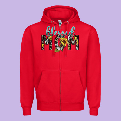 Blessed Mom Sunflower Mother's Day Zipper Hoodie Designed By Howdyjamesfarm