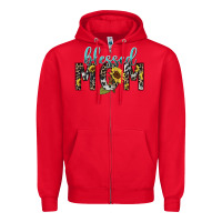 Red Blessed mom sunflower mother's day Zipper Hoodie - HowdyJamesFarm