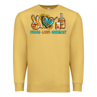 Antique Gold Peace Love Whiskey Premium Sweatshirt - BundleAndBundleShop