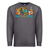 Charcoal Heather Peace Love Whiskey Premium Sweatshirt - BundleAndBundleShop
