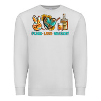 Dove Grey Peace Love Whiskey Premium Sweatshirt - BundleAndBundleShop