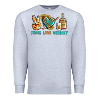 Heather Grey Peace Love Whiskey Premium Sweatshirt - BundleAndBundleShop