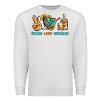 Oatmeal Heather Peace Love Whiskey Premium Sweatshirt - BundleAndBundleShop