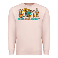 Pale Pink Peace Love Whiskey Premium Sweatshirt - BundleAndBundleShop