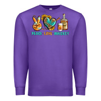 Purple Peace Love Whiskey Premium Sweatshirt - BundleAndBundleShop