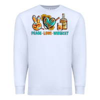 White Peace Love Whiskey Premium Sweatshirt - BundleAndBundleShop