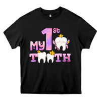Black my first tooth with teeth for girls Heavy Core Tee - AdoDesignShop
