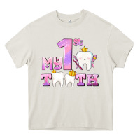 Cream my first tooth with teeth for girls Heavy Core Tee - AdoDesignShop
