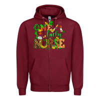 Burgundy St. Patricks Day one lucky nurse Zipper Hoodie - HowdyJamesFarm