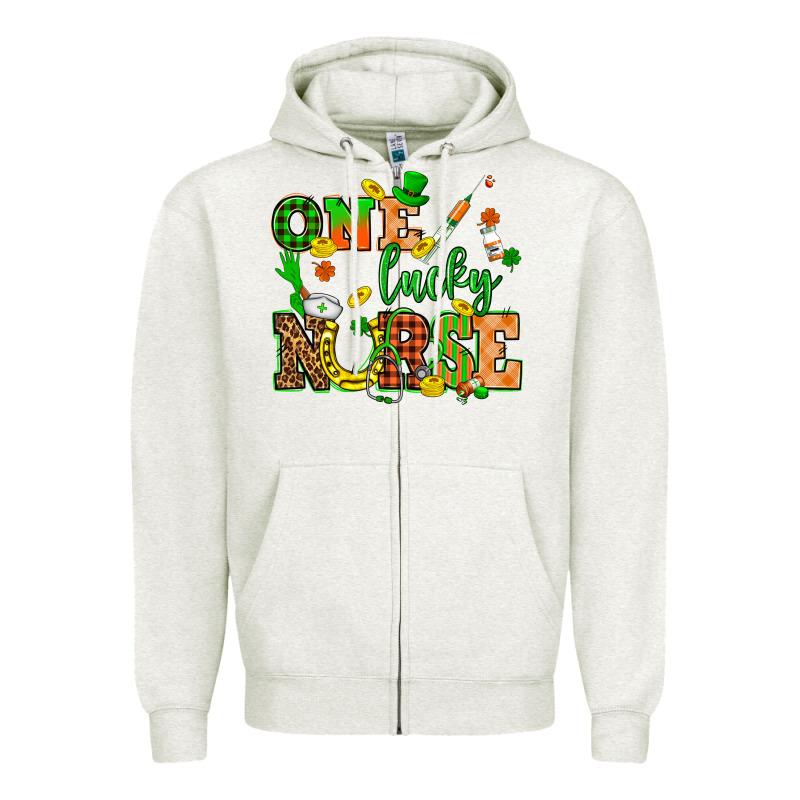 St. Patricks Day One Lucky Nurse Zipper Hoodie by HowdyJamesFarm | Teevron