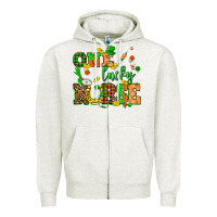 Oatmeal Heather St. Patricks Day one lucky nurse Zipper Hoodie - HowdyJamesFarm