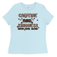 Baby Blue caffeine & kindness Ladies Tee - MaliasSmallBusiness