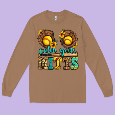 Calm Your Mitts Softball Long Sleeve Tee Designed By Jasminsmagicworld