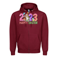 Burgundy 2023 Happy Easter Zipper Hoodie - CowGirlArtShop