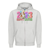 Dove Grey 2023 Happy Easter Zipper Hoodie - CowGirlArtShop