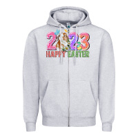 Heather Grey 2023 Happy Easter Zipper Hoodie - CowGirlArtShop