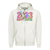 Oatmeal Heather 2023 Happy Easter Zipper Hoodie - CowGirlArtShop