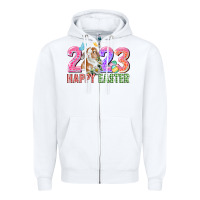 White 2023 Happy Easter Zipper Hoodie - CowGirlArtShop
