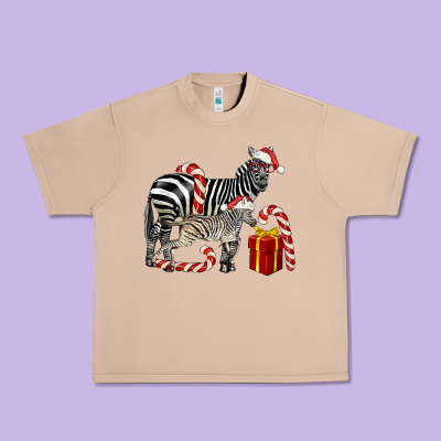 Christmas Zebra Baby And Mama Urban Heavy Tee Designed By Lillyallendesigns