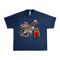 Navy Christmas Zebra Baby And Mama Urban Heavy Tee - LillyAllenDesigns