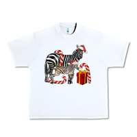 White Christmas Zebra Baby And Mama Urban Heavy Tee - LillyAllenDesigns