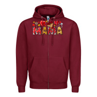 Burgundy Valentine's Day Mama Mother's Day Zipper Hoodie - HowdyJamesFarm